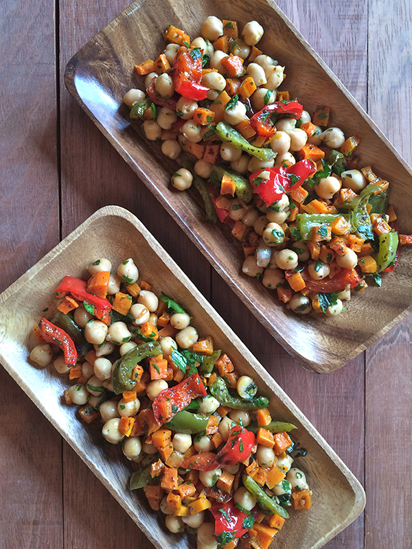 Roasted carrot and chickpea salad