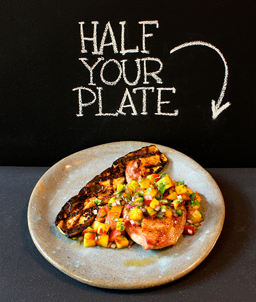 Grilled Pork Chops with Fresh Peach Salsa and Grilled Zucchini_SM
