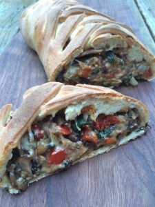 Mushroom and spinach braid