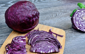 Red Cabbage on cutting board