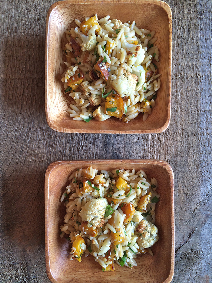 Roasted Cauliflower and Pumpkin Orzo