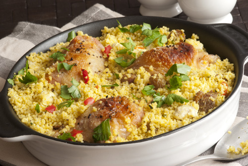 Chicken Scallopine with Grilled Veggie Couscous