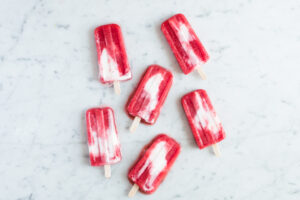 Strawberry and yogurt popsicles