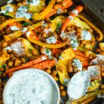 Harissa Chickpea and Roasted Veggie Sheet Pan Meal